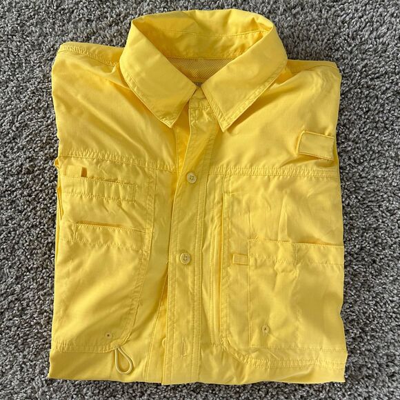 Reel Legends Saltwater II Yellow Fishing Shirt Men’s Large UPF Vented - Picture 1 of 8